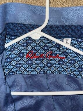 Robert Graham Blue Paisley & Geometric Inner Print Dress Shirt